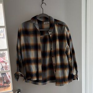 Madewell Plaid Button-Down Shirt in Gray, Brown & Cream